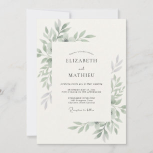 Olivenlaub-Eukalyptus-Hochzeit Einladung