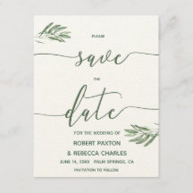 Olivenöl-Blätter Save the Date Karte