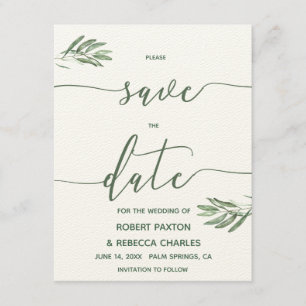 Olivenöl-Blätter Save the Date Karte