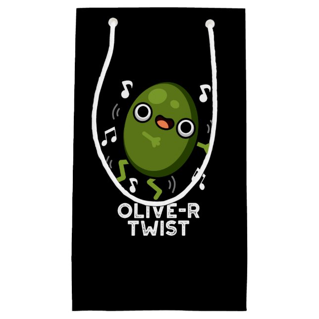 Olivenöl-Drehung Funny Fruit Olive Pun Dark BG Kleine Geschenktüte (Vorderseite)