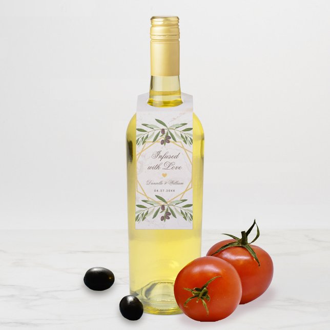 Olivenöl-Gastgeschenke Hochzeiten, die mit Liebe F Flaschenanhänger (Olive Oil Bottle Hanger)