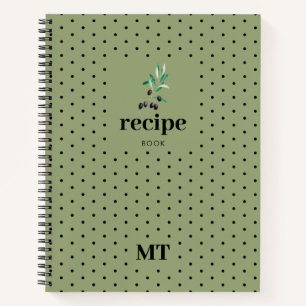 Olivenöl Grüne Rezeptur Minimalistisches Monogramm Notizbuch