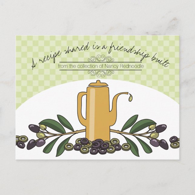 Olivenöl Kochbuch Kochkarte Postkarte (Vorderseite)