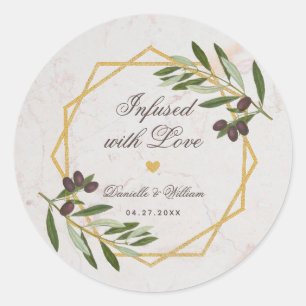 Olivenöl mit Liebe Foliage-Gastgeschenke Hochzeite Runder Aufkleber
