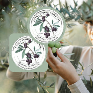 Olivenöl mit Vintager Olive Illustrationsaufkleber Runder Aufkleber