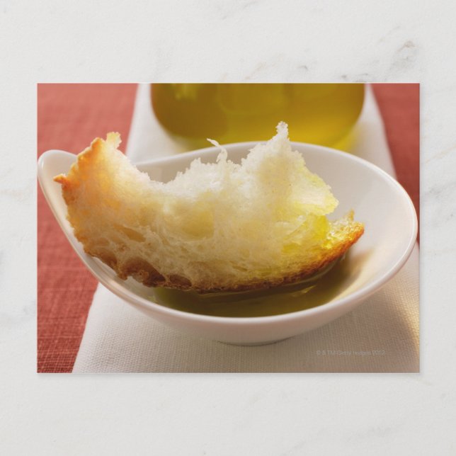 Olivenöl mit weißem Brot Postkarte (Vorderseite)