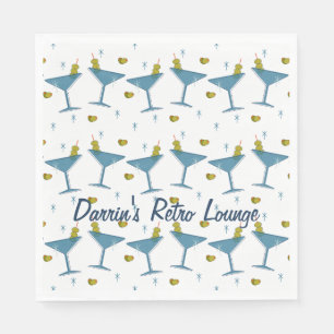 Olivenöl und Blauer Martini Party Napkin Serviette