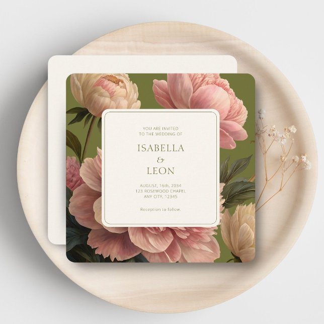 Olivenöl und Elfenbein | Vintage Rose Einladung (Von Creator hochgeladen)