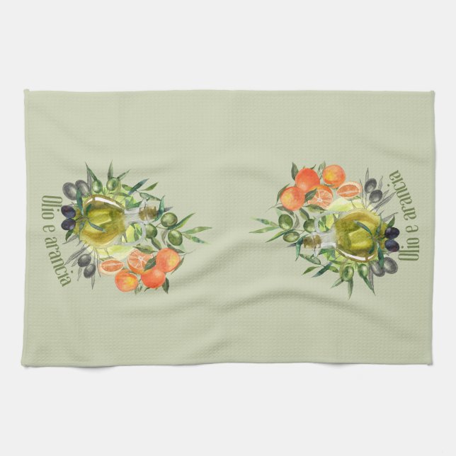 Olivenöl und Orange: Geschirrtuch (Horizontal)
