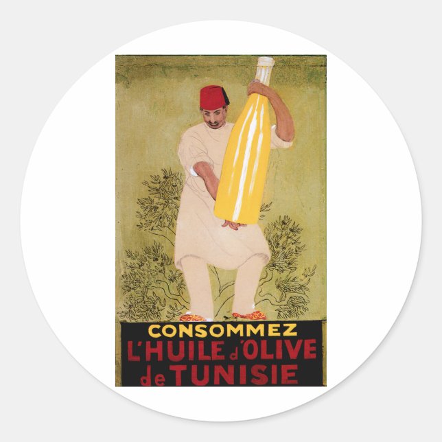 Olivenöl Vintage Lebensmittel und Kunst Runder Aufkleber (Vorderseite)