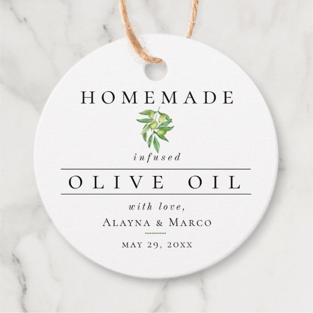 Olivenölhochzeit Geschenkanhänger (Vorderseite)