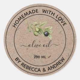 Olivenölkraftfarbe mit Vintager Abbildung S Runder Aufkleber
