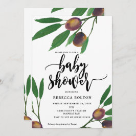 Oliventlaupe, moderne Babydusche Einladung