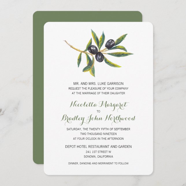 Olivenweg | Hochzeit Einladung (Vorne/Hinten)