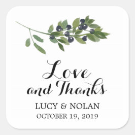 Olivenweg | Vielen Dank Quadratischer Aufkleber