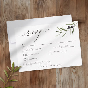 Olivenzweig Aquarell Elegante Minimalistische Hoch RSVP Karte