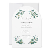 Olivenzweig-Hochzeitseinladung elegante salbeigrün