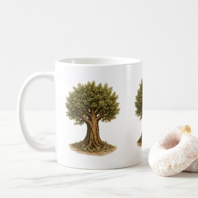 Olivenzweig-Kaffeetasse | Rustikales mediterranes  Kaffeetasse (Mit Donut)