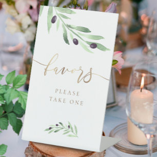 Olivenzweig mit Aquarellfarben begünstigt Schild