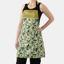 Olivenzweig-Monogramm-Name-All-Over-Print-Schürze Schürze