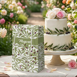 Olivenzweig Name Monogramm Salbeigrün Kleine Geschenktüte