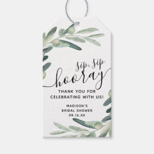 Olivenzweig Sip Sip Hurra Brautparty-Geschenk Geschenkanhänger