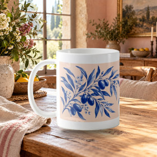 Olivenzweig-Stunden Kobalt-Botanik-Mug Kaffeetasse
