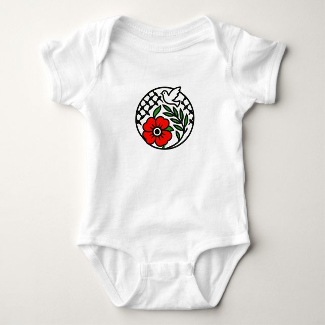Olivenzweig und Taube Baby Strampler (Vorderseite)
