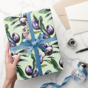 Olivenzweig Wasserfarbenmuster Geschenkpapier