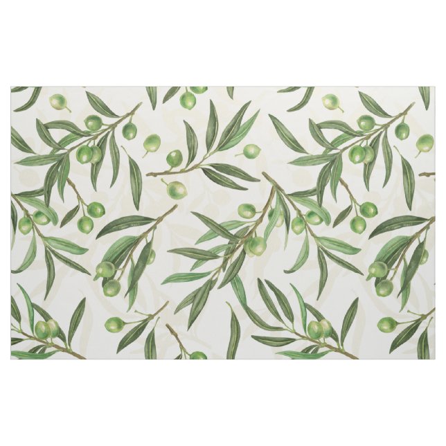 Olivenzweige Aquarell Stoff (Fat Quarter (45,7 x 55,9 cm))