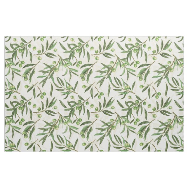 Olivenzweige Aquarell Stoff (Fat Quarter (45,7 x 55,9 cm))