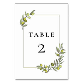 Olivenzweige im Rahmen der Hochzeit Tischnummer
