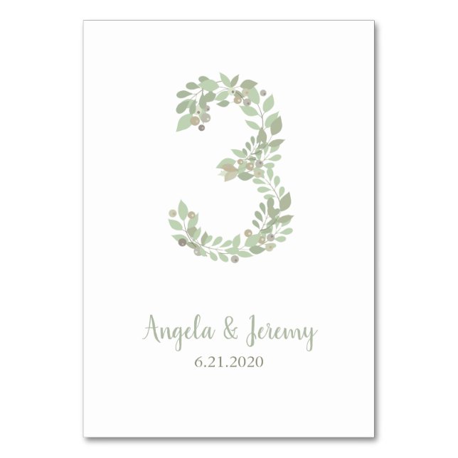 Olivenzweige Nummer 3 Tischnummer (Vorderseite)