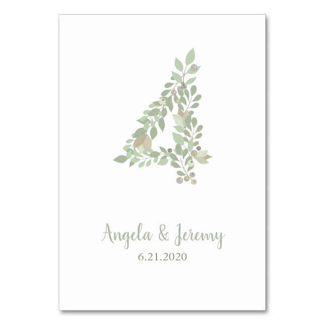 Olivenzweige Nummer 4 Tischnummer (Vorderseite)