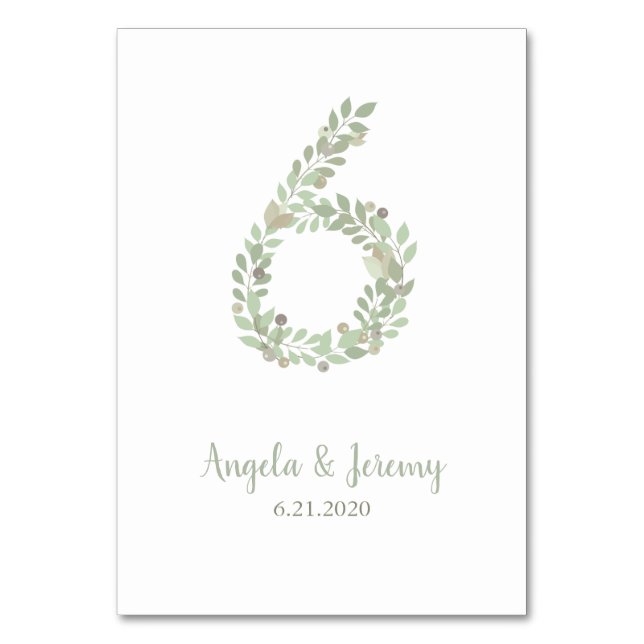 Olivenzweige Nummer 6 Tischnummer (Vorderseite)