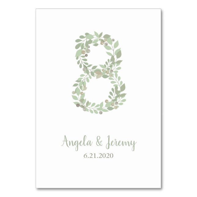 Olivenzweige Nummer 8 Tischnummer (Vorderseite)