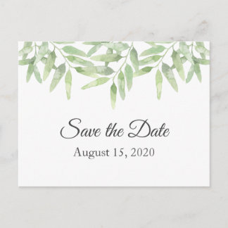 Olivenzweige. Sommerhochzeit Das Datum retten Postkarte