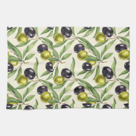 Olivenzweige und Oliven von Natasha Us Geschirrtuch