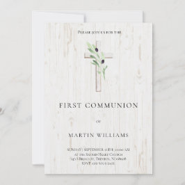 Olivenzweigholz Kreuz Katholische Erste Kommune I Einladung