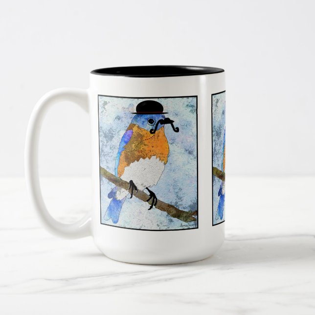 Oliver Bluebird mit Schnurrbart, Bowler-Tasse Zweifarbige Tasse (Links)