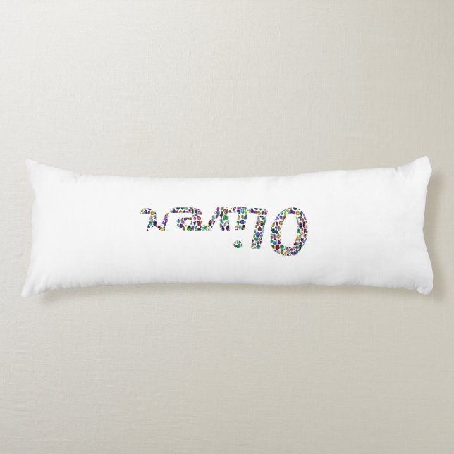 Oliver Bold Typografie mit Multicolor Stones Seitenschläferkissen (Vorderseite)