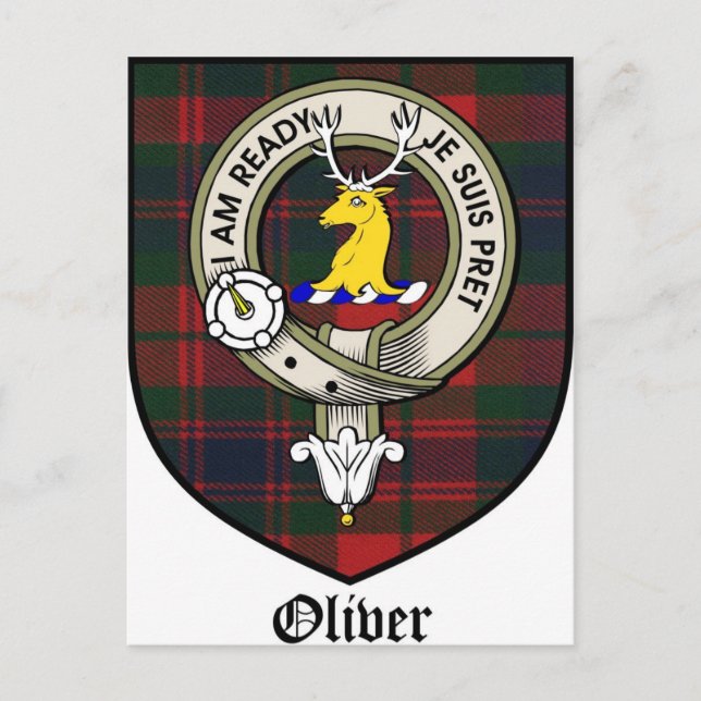 Oliver Clan Wappen Abzeichen Tartan Postkarte (Vorderseite)