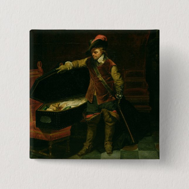 Oliver Cromwell mit dem Sarg von Charles I Button (Vorderseite)