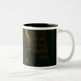 Oliver Cromwell mit dem Sarg von Charles I Zweifarbige Tasse