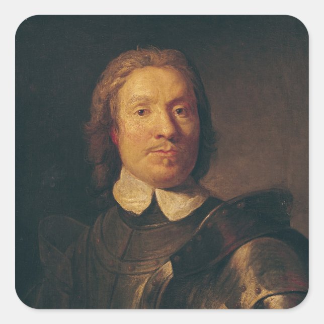 Oliver Cromwell Quadratischer Aufkleber (Vorderseite)