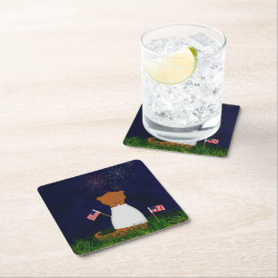 Oliver das Otter-Watting-Feuerwerk-Kissen Rechteckiger Pappuntersetzer