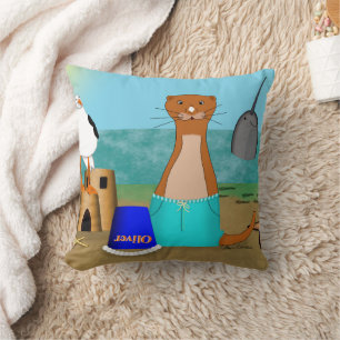 Oliver der Fischotters Strandurlaub Kissen