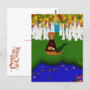 Oliver der Otter am River Wolf Lake im Herbst Postkarte