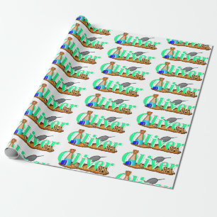 Oliver der Otter am Strand Geschenkpapier