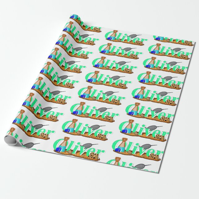 Oliver der Otter am Strand Geschenkpapier (Ungerollt)